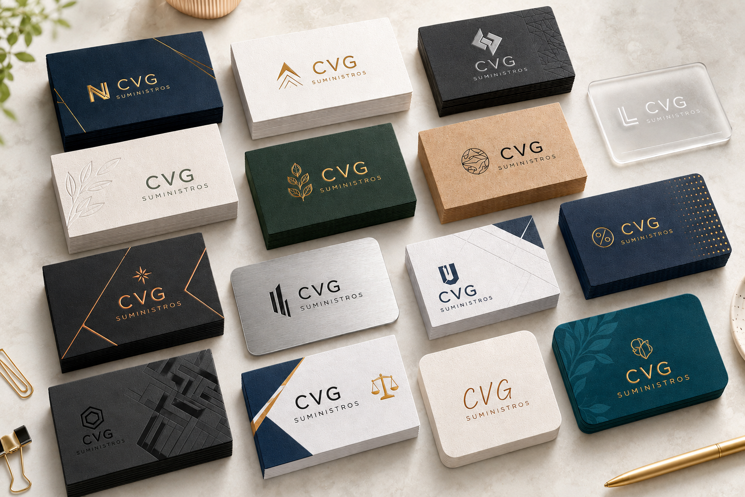 Tarjetas de presentación corporativas con múltiples acabados y diseños - CVG Suministros